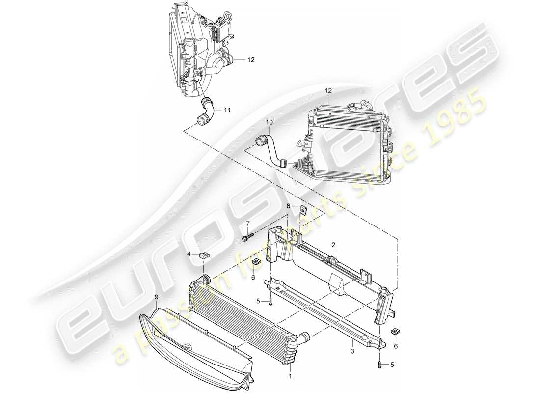 porsche 2007 (987 cayman) radiator part diagram