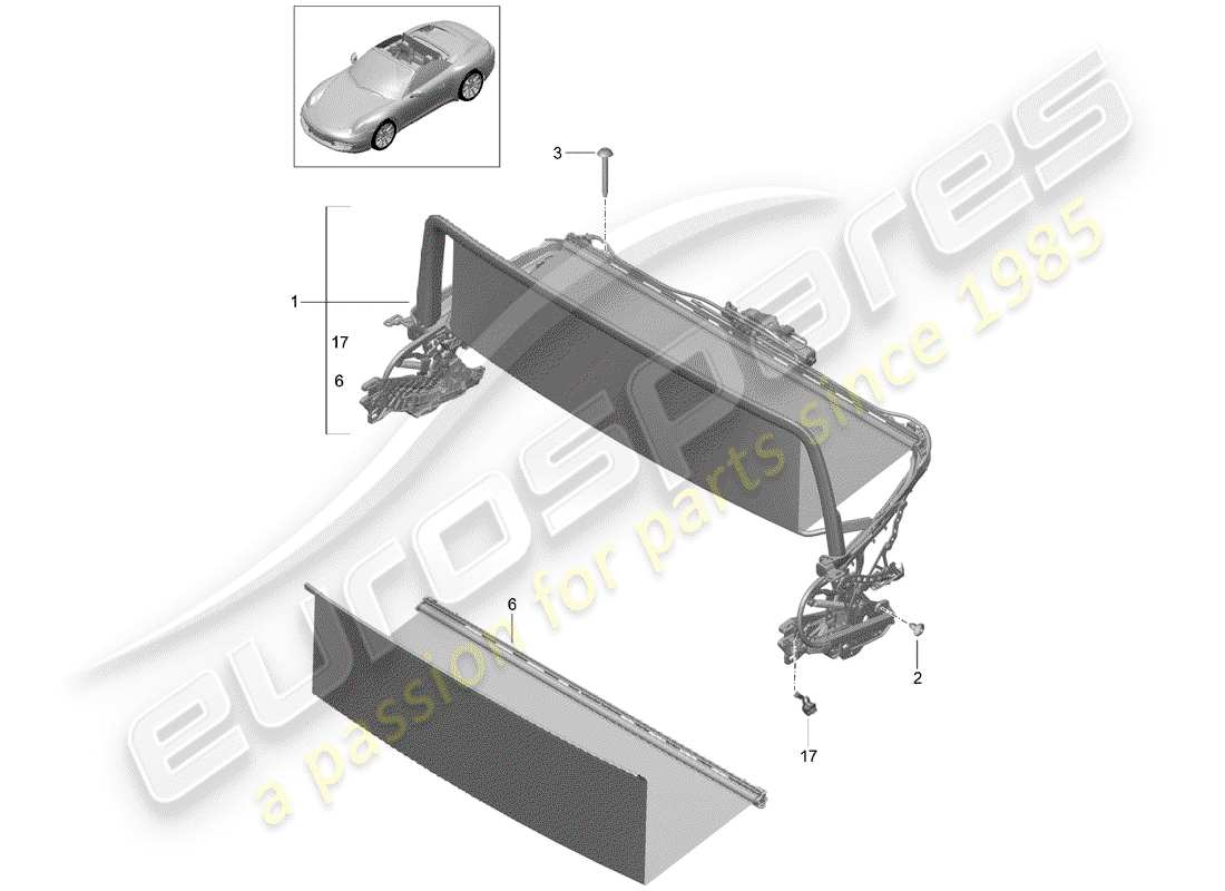 porsche 2014 (991-1) windscreen part diagram