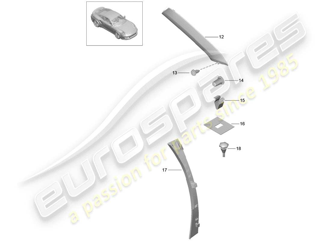 porsche 2016 (991-1 turbo) a-pillar part diagram