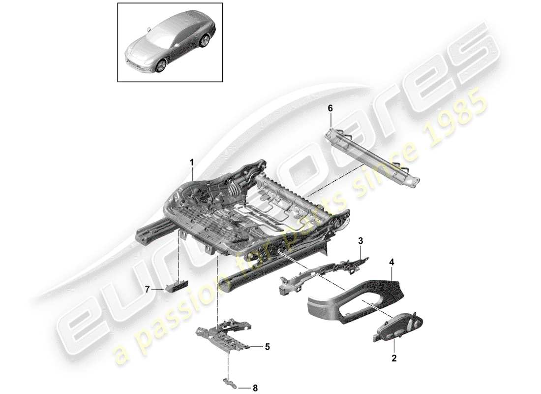 porsche 2017 (panamera 971-1) seat frame part diagram