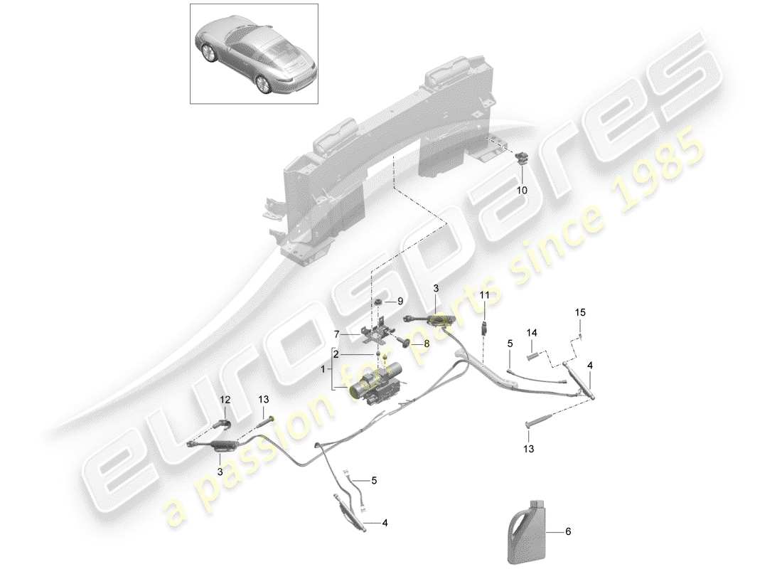 porsche 2014 (991-1) convertible top part diagram
