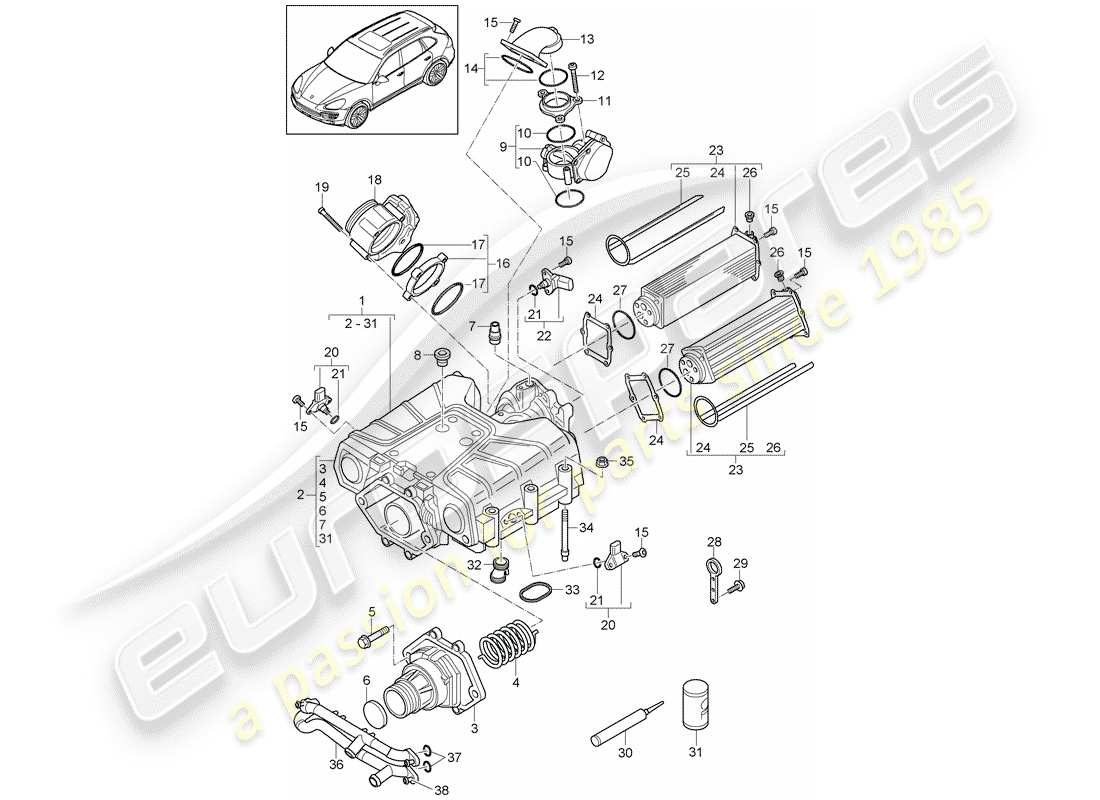 porsche 2012 (cayenne e2 92a) compressor part diagram