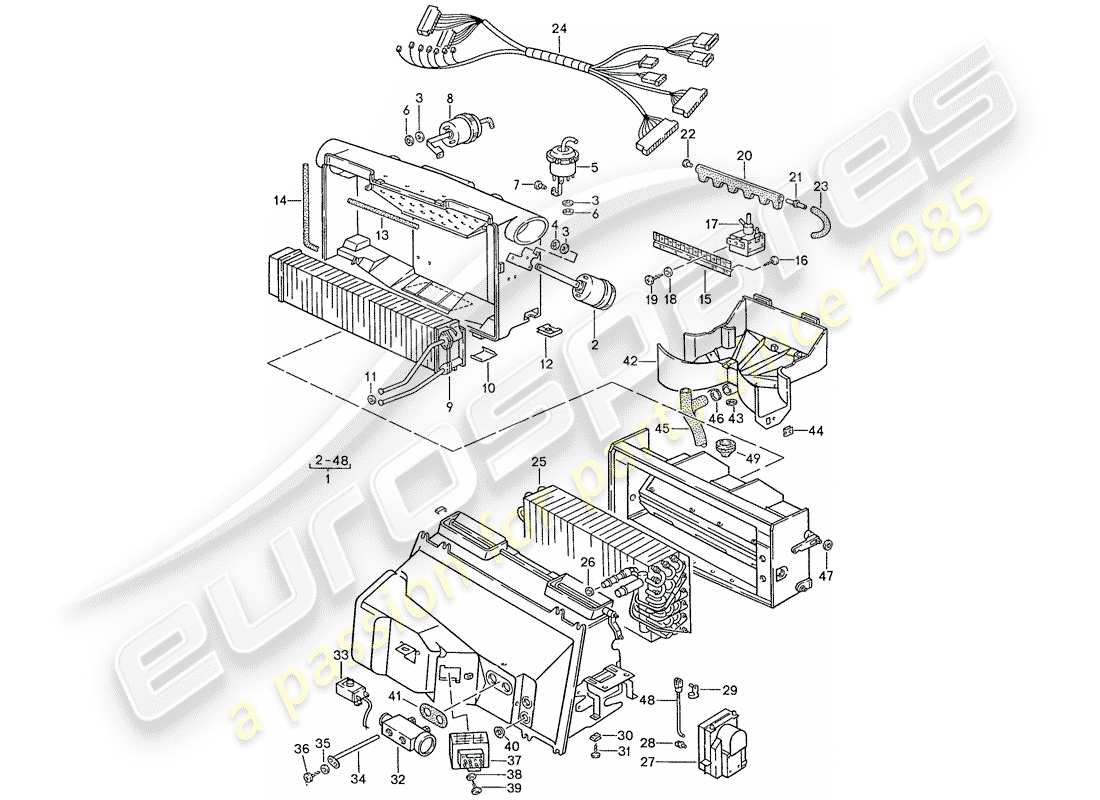 porsche 1987 (928) air conditioner - air conditioner part diagram
