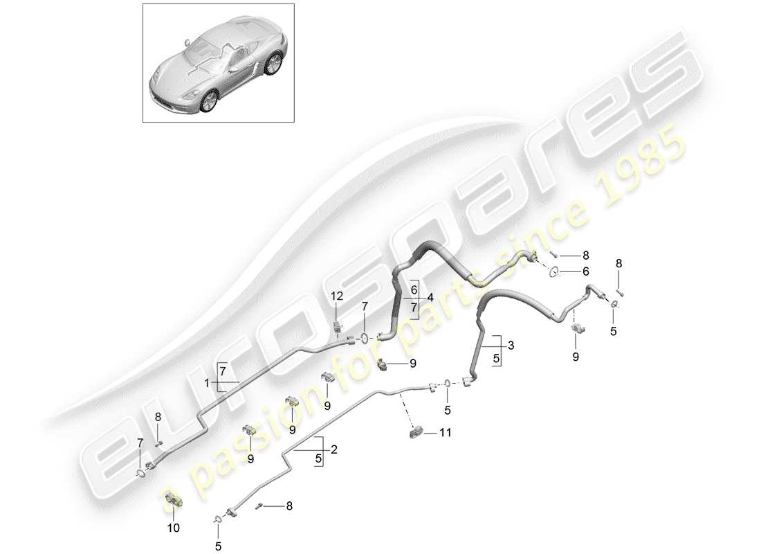 porsche 2020 (718 cayman) refrigerant circuit part diagram