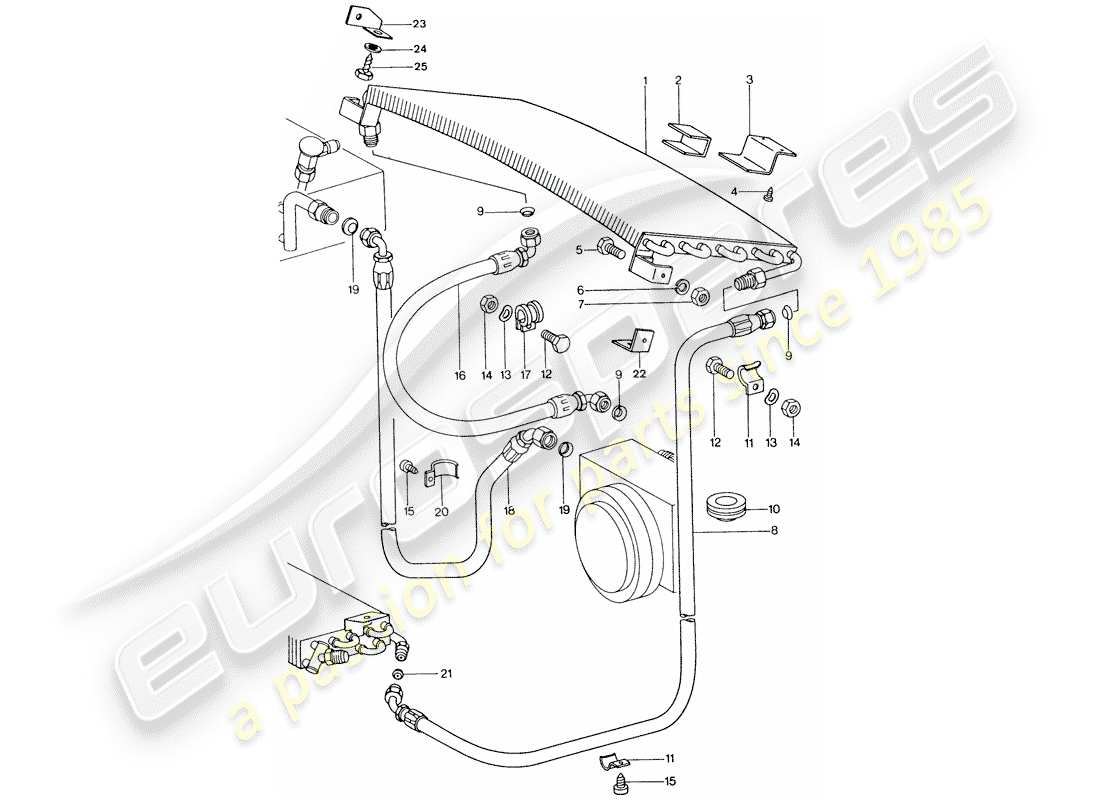 porsche 1977 (911) air conditioner - capacitor - lines part diagram