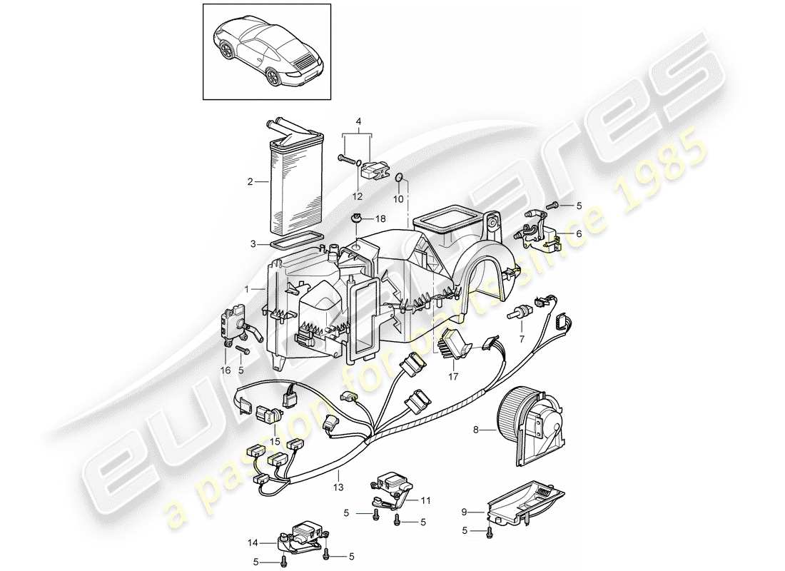 porsche 2010 (997-2) air conditioner part diagram