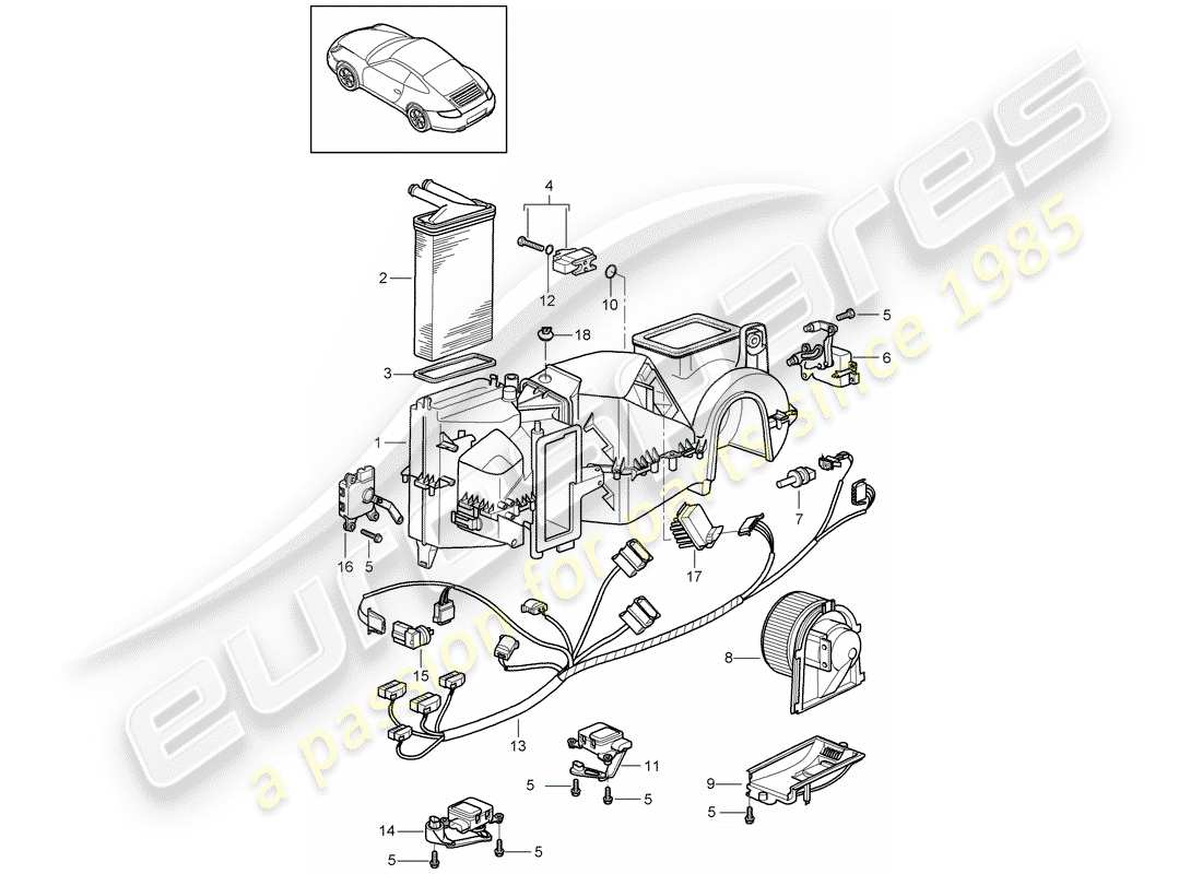 porsche 997 gen. 2 (2010) air conditioner part diagram