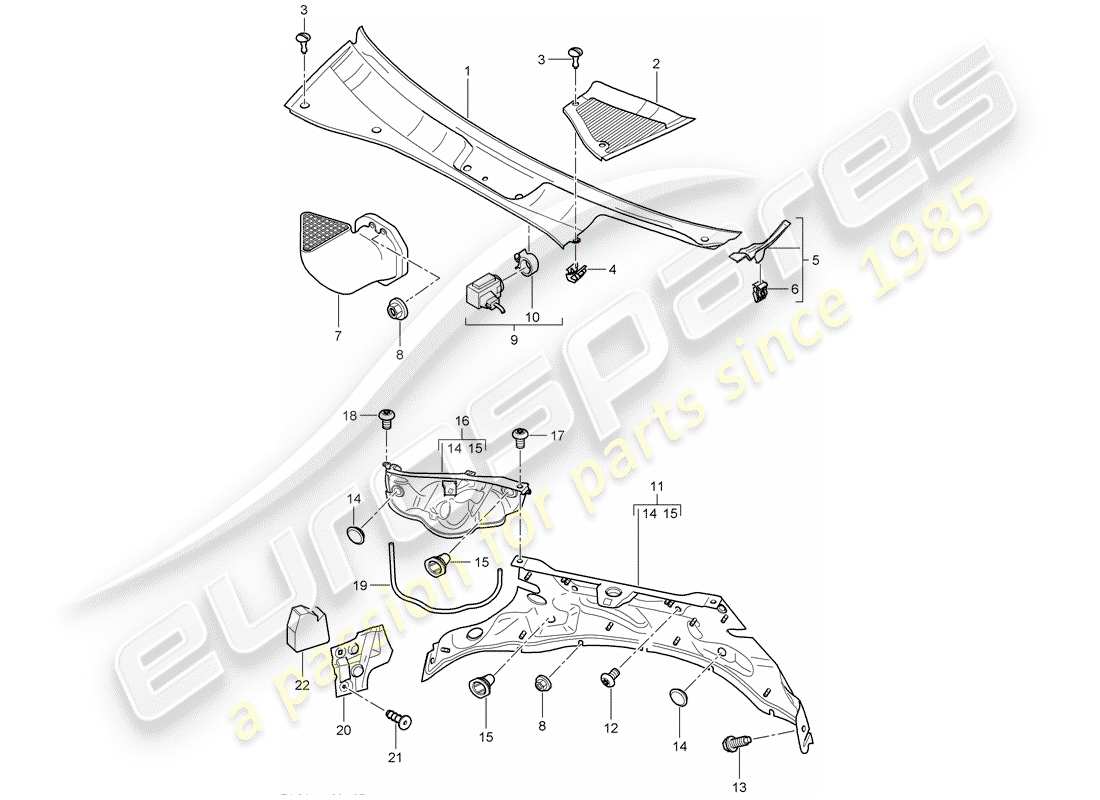 porsche 2004 (cayenne e1 9pa) cover part diagram