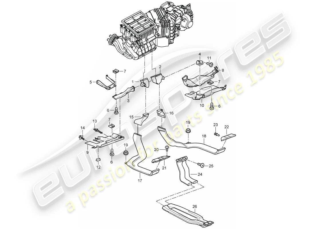 porsche 2010 (cayenne e1 9pa) air distributor part diagram