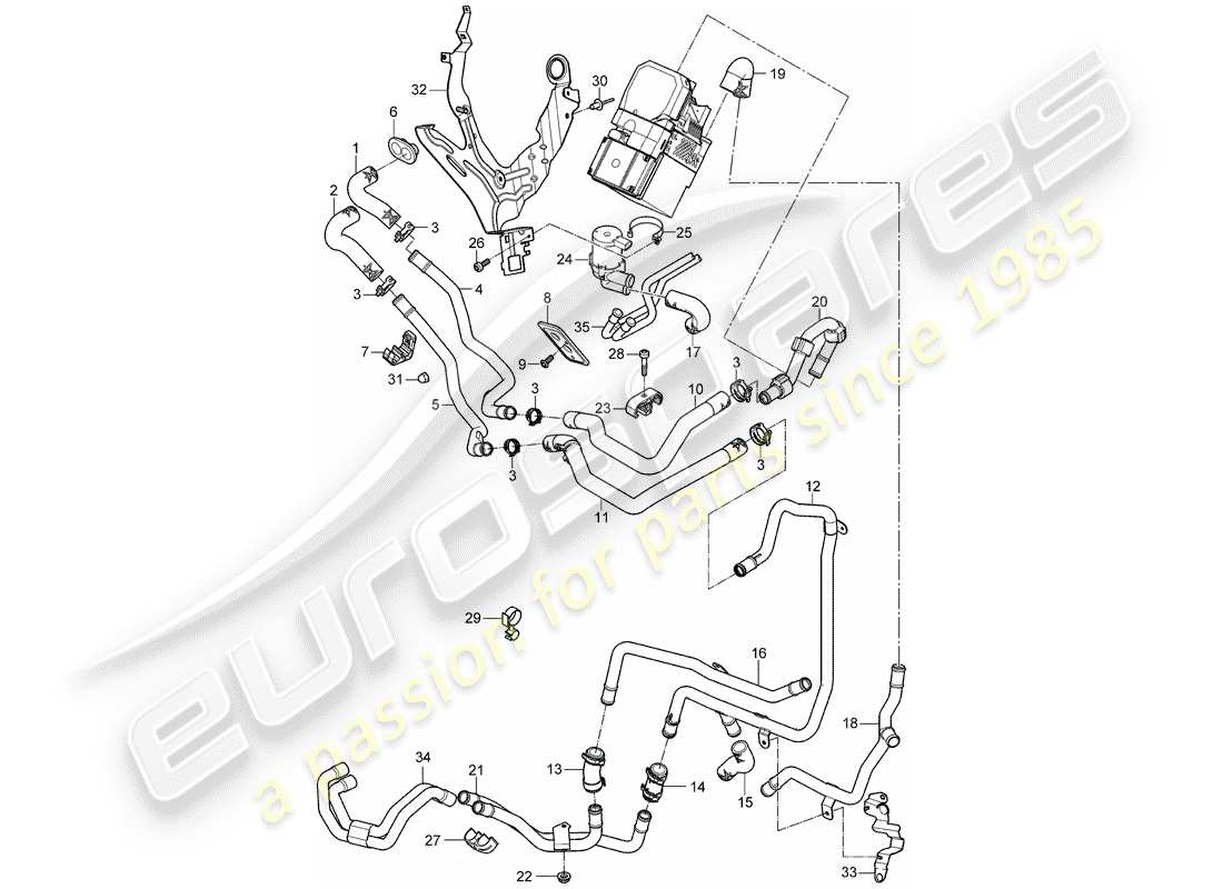 porsche 2010 (cayenne e1 9pa) heater part diagram