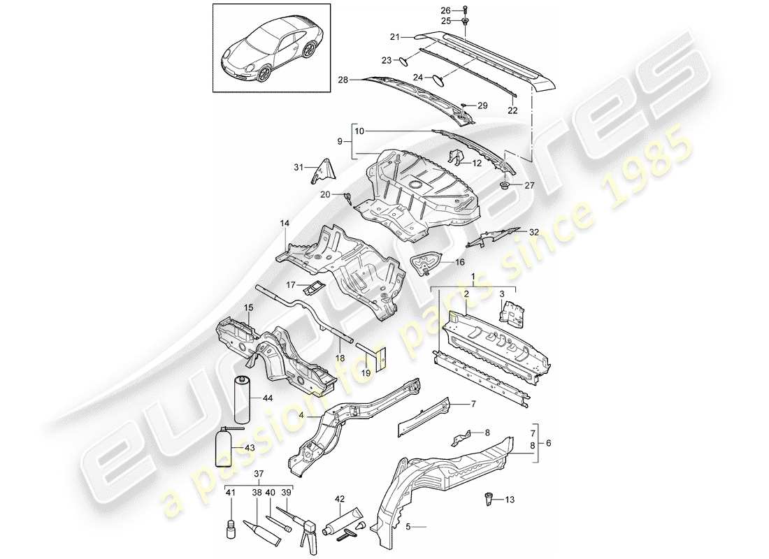 porsche 2011 (997-2) rear end part diagram