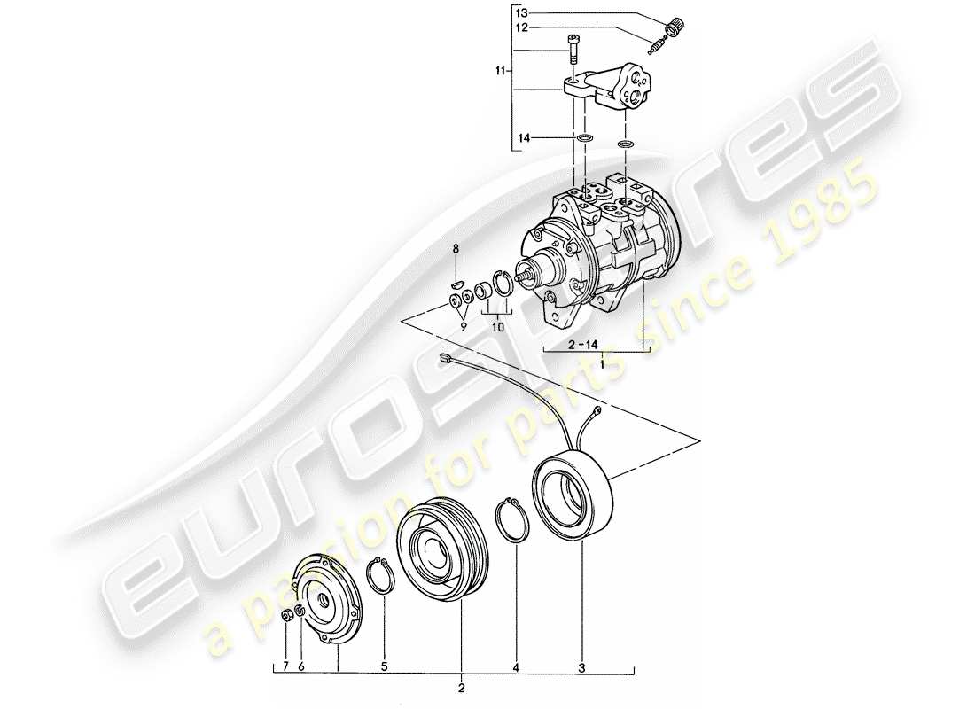 porsche 1986 (924s) compressor part diagram