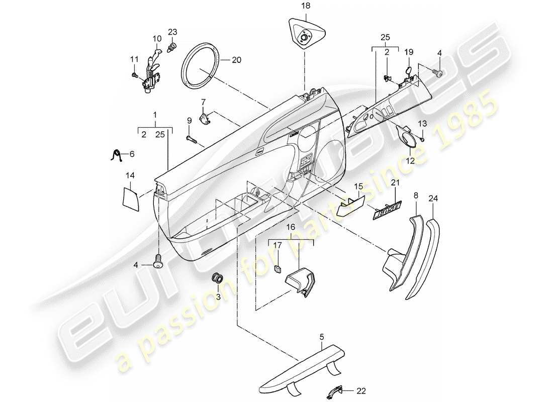 porsche 2011 (997-2) door panel part diagram