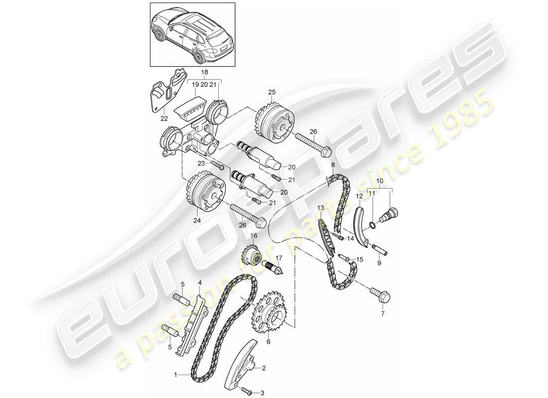 porsche 2014 (cayenne e2 92a) timing chain part diagram