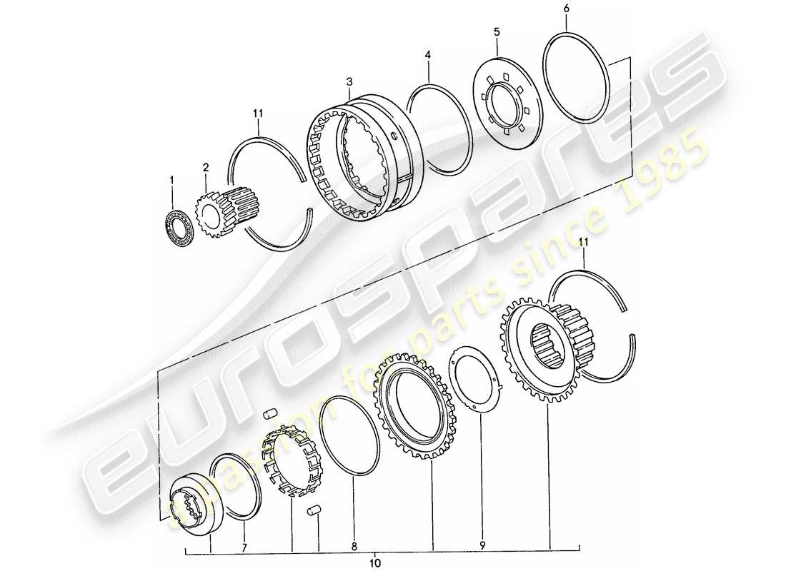 porsche 928 (1987) automatic transmission - freewheel part diagram