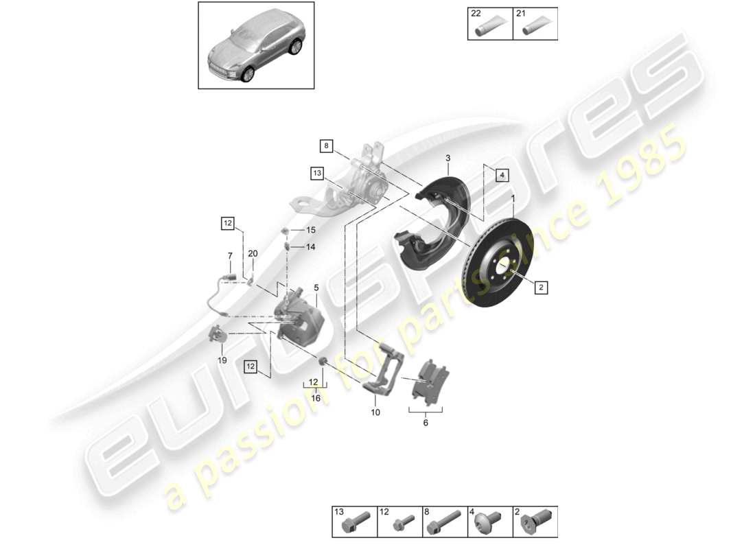 porsche 2019 (macan) disc brake pccb rear axle yellow d - mj 2022>> part diagram