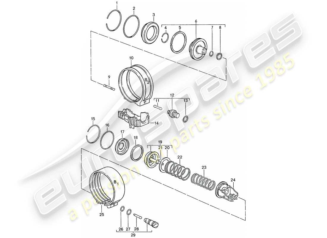 porsche 1991 (928) automatic transmission - brake bands part diagram