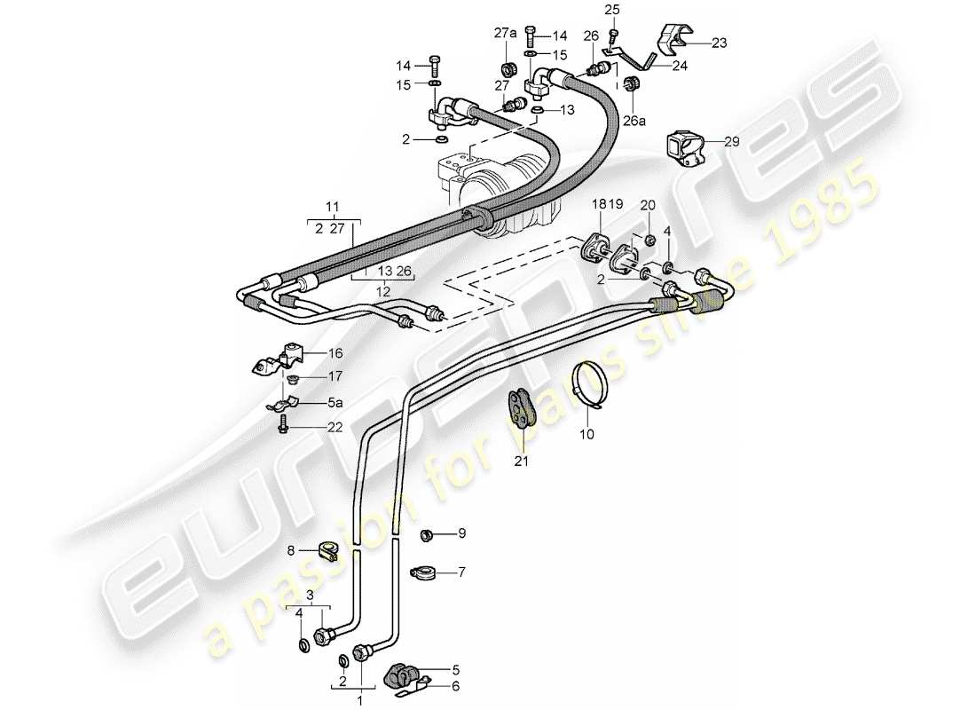 porsche 993 (1998) refrigerant circuit parts diagram