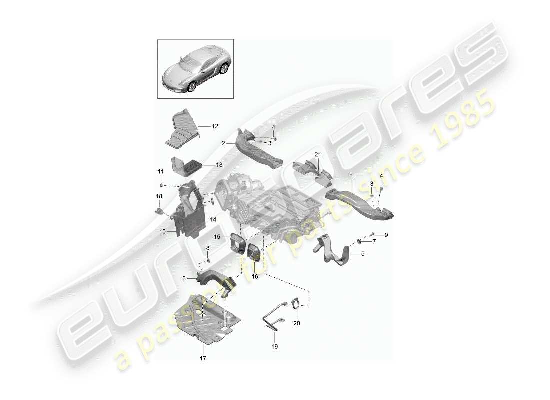 porsche 2016 (981 cayman) air duct part diagram