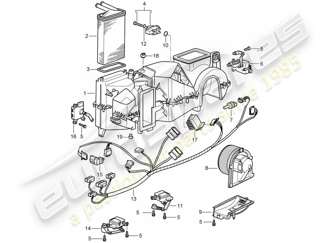 porsche 2007 (997-1 gt3) air conditioner part diagram