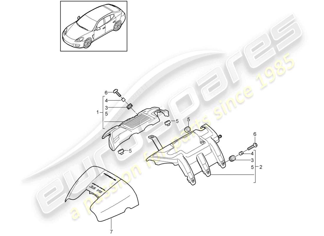 porsche 2010 (cayenne e1 9pa) engine cover parts diagram