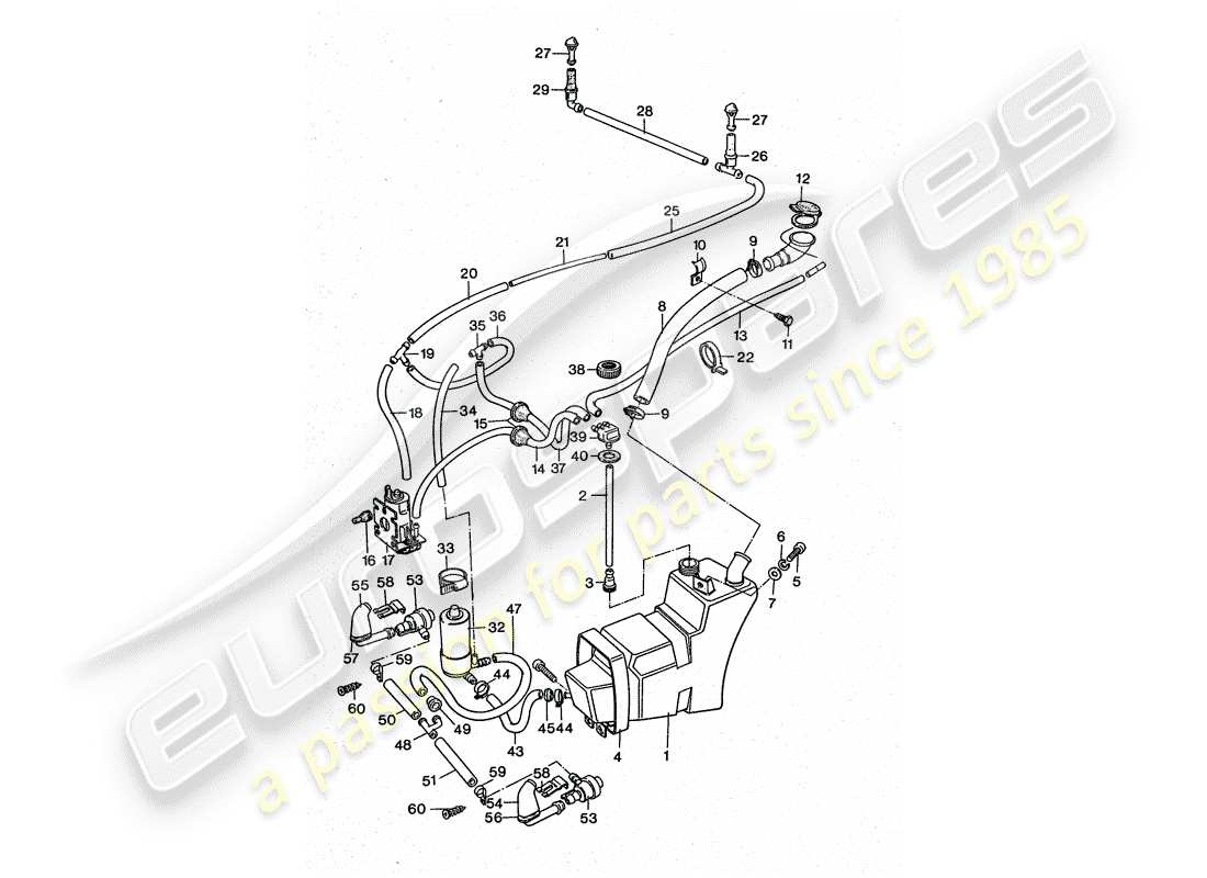 porsche 1976 (911 turbo) windshield washer unit - together with - headlight washer system part diagram