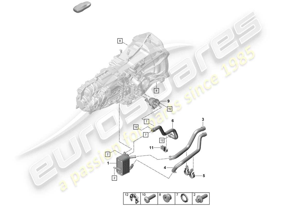 porsche 2020 (718 boxster spyder) manual gearbox parts diagram