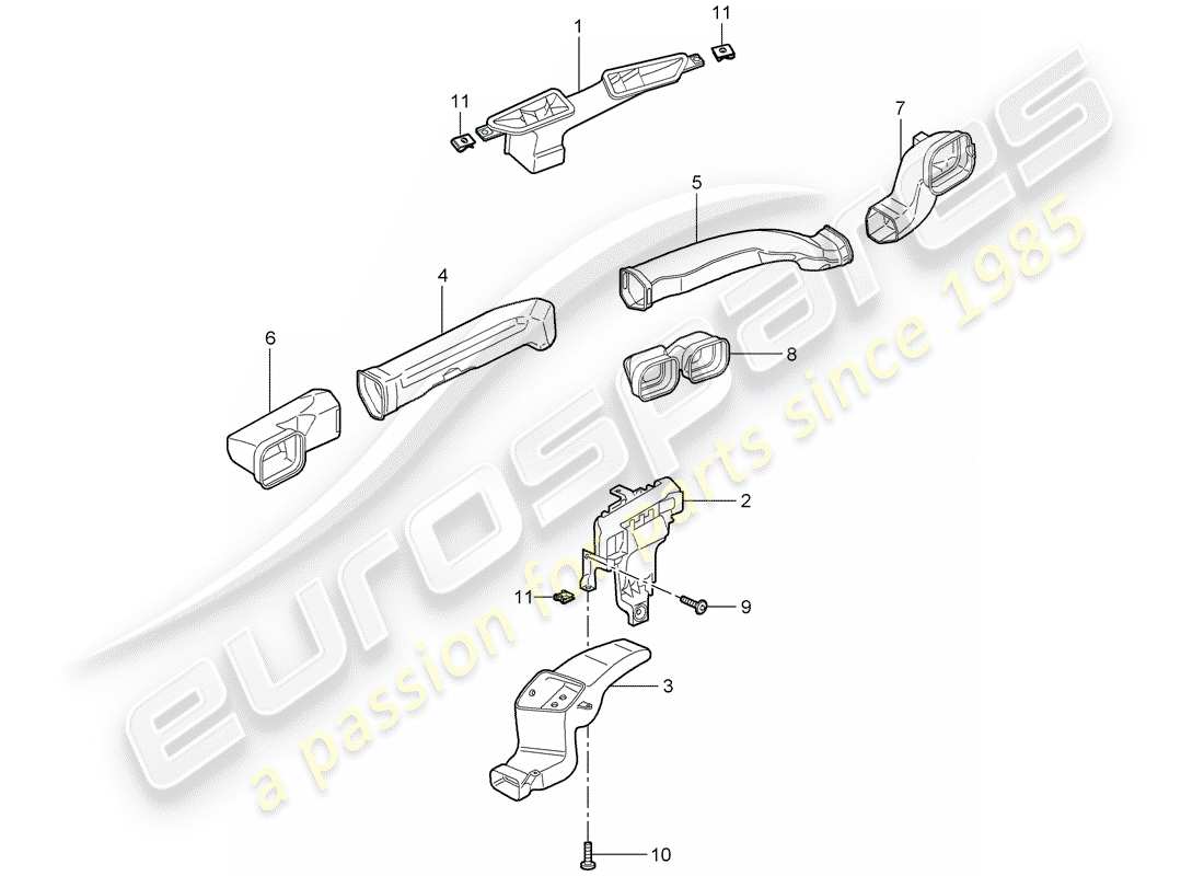 porsche 997 gt3 (2007) air distributor part diagram