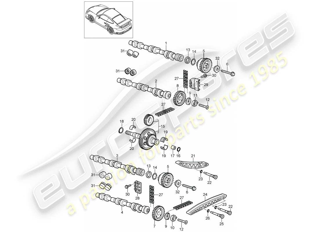 porsche 2007 (997-1 gt3) valve control part diagram