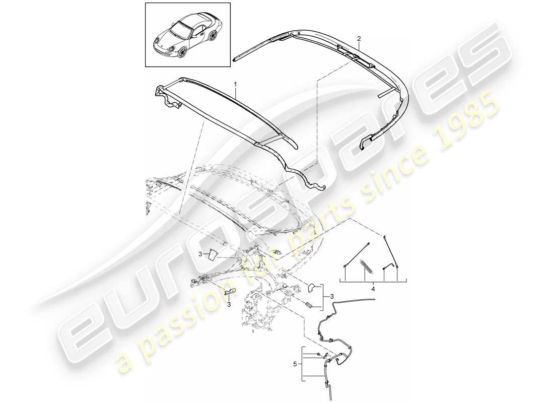 porsche 2010 (997-2) top frame part diagram