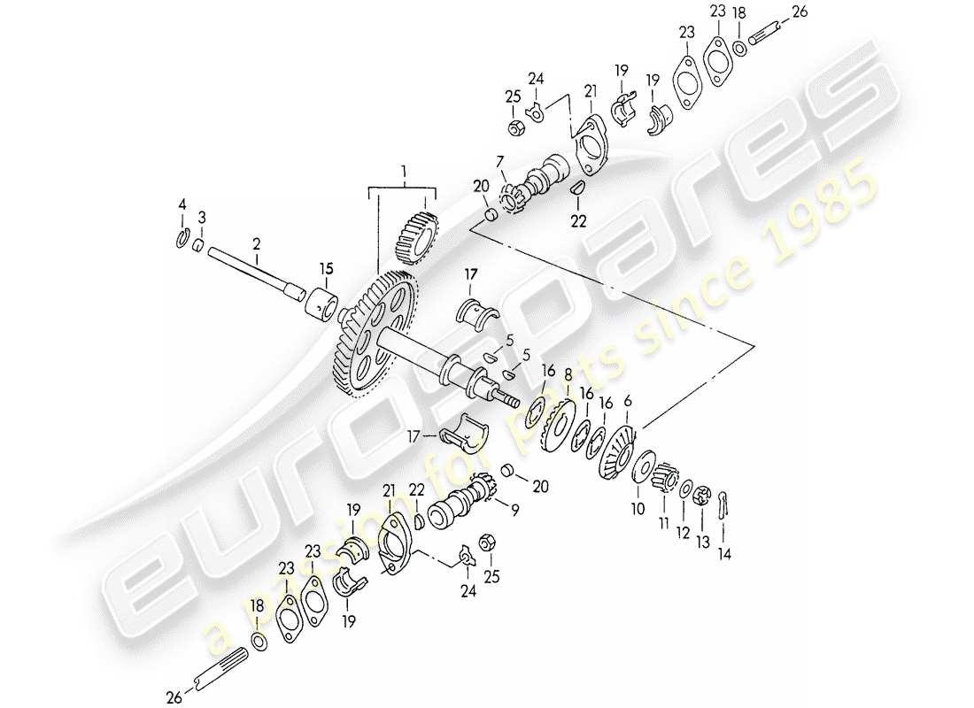 porsche 1961 (356b/356c) driving mechanism - for - valve control part diagram
