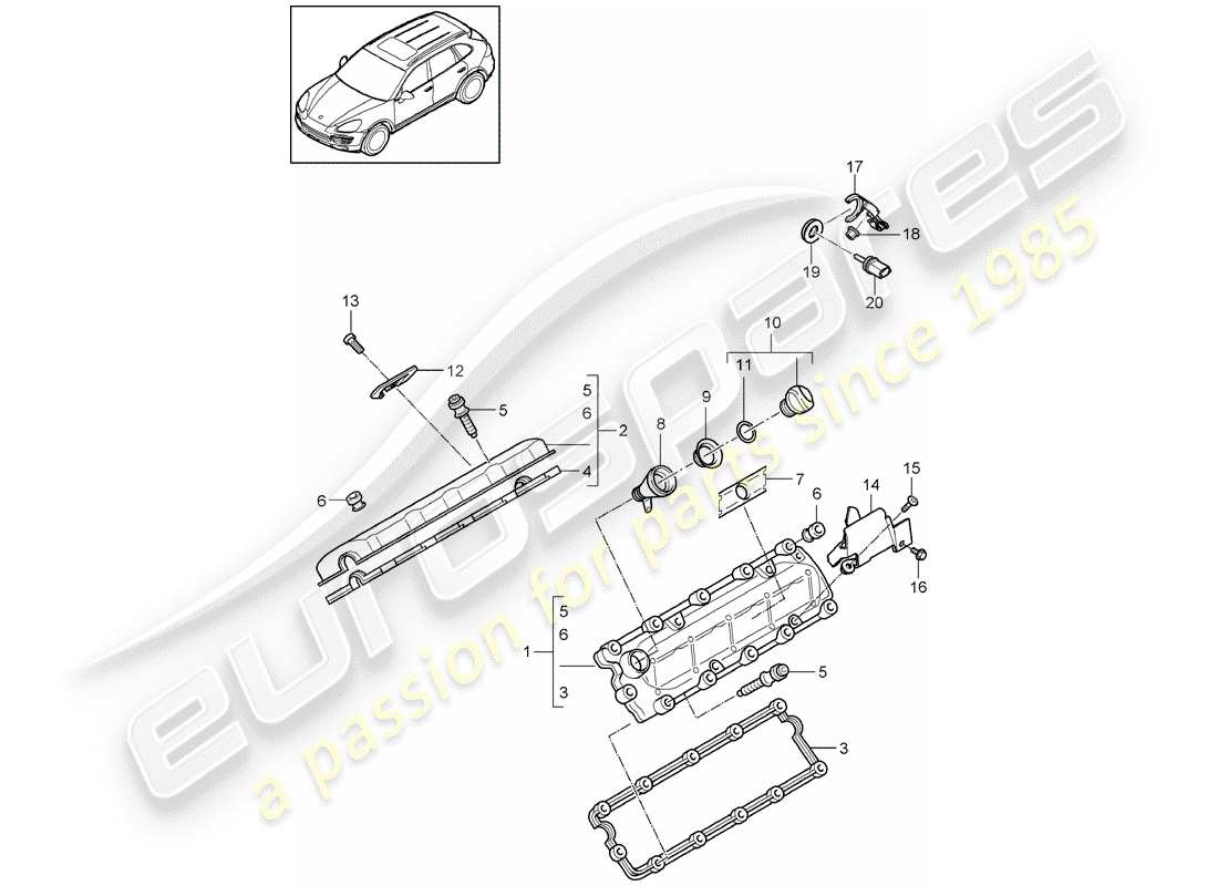 porsche 2012 (cayenne e2 92a) valve cover part diagram