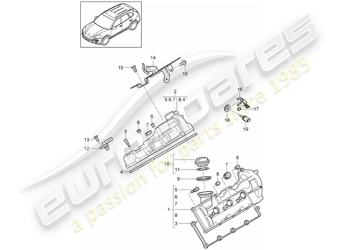 porsche 2017 (cayenne e2 92a) valve cover part diagram