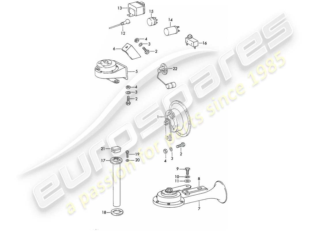 porsche 1970 (911) horn - relay part diagram
