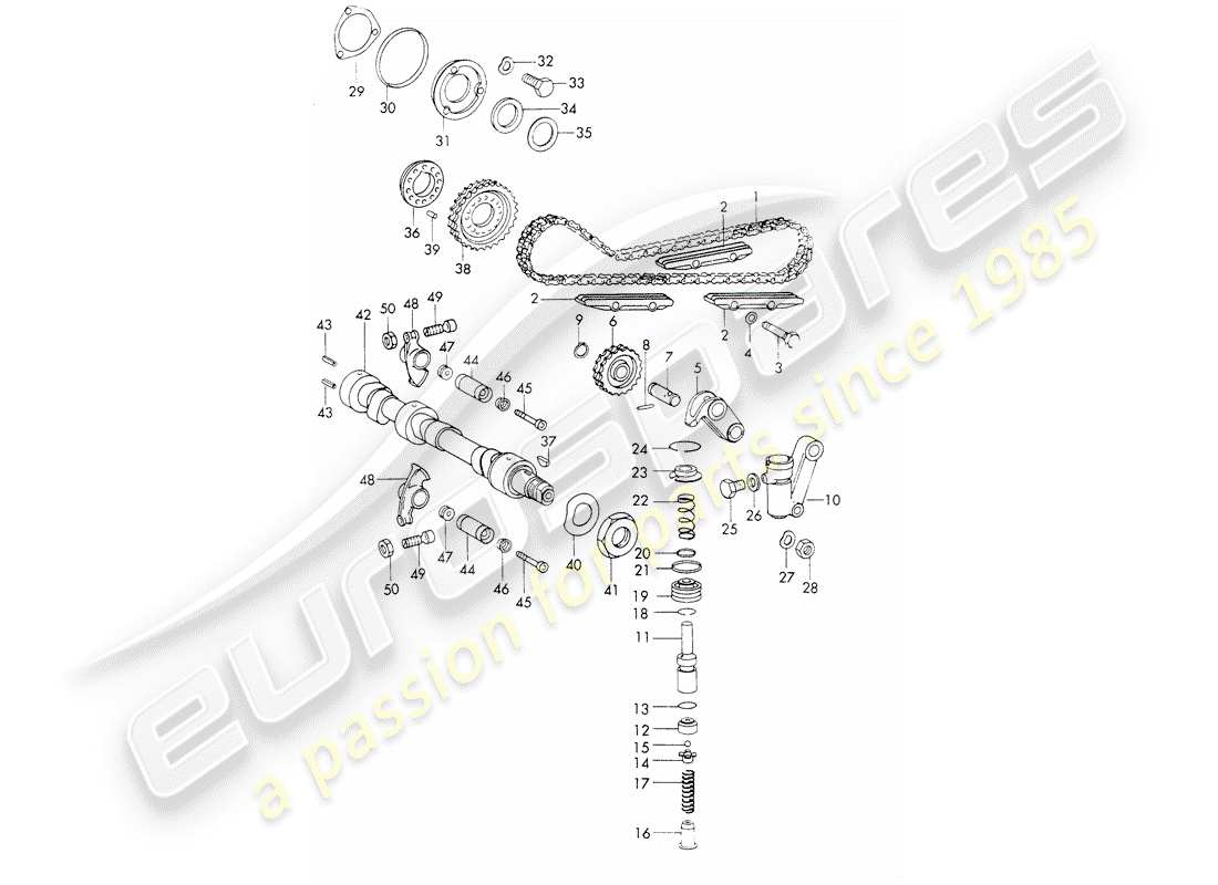 porsche 1970 (911) valve control - repair set for maintenance - tensioner - chain - see illustration: part diagram