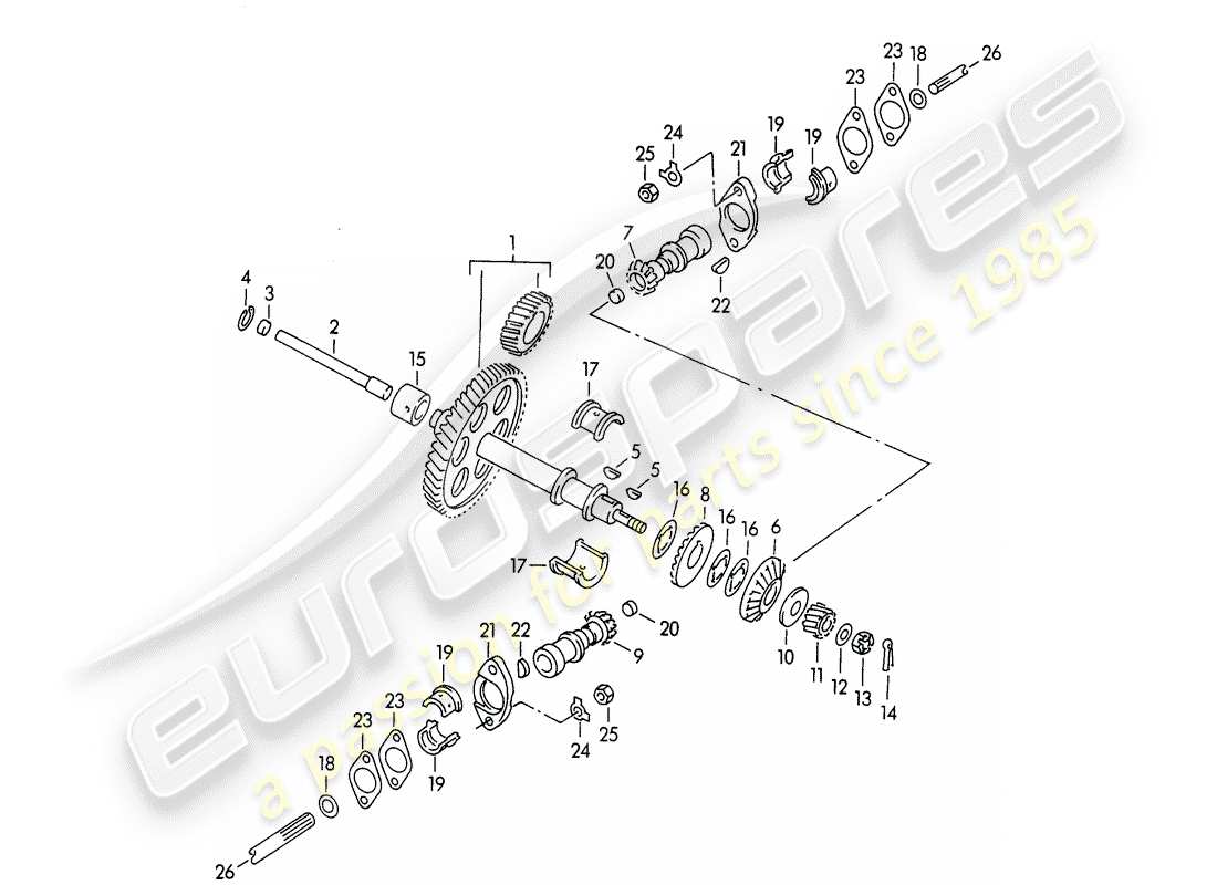 porsche 1955 (356/356a) driving mechanism - for - valve control - m 90 501 >> 91 000 part diagram