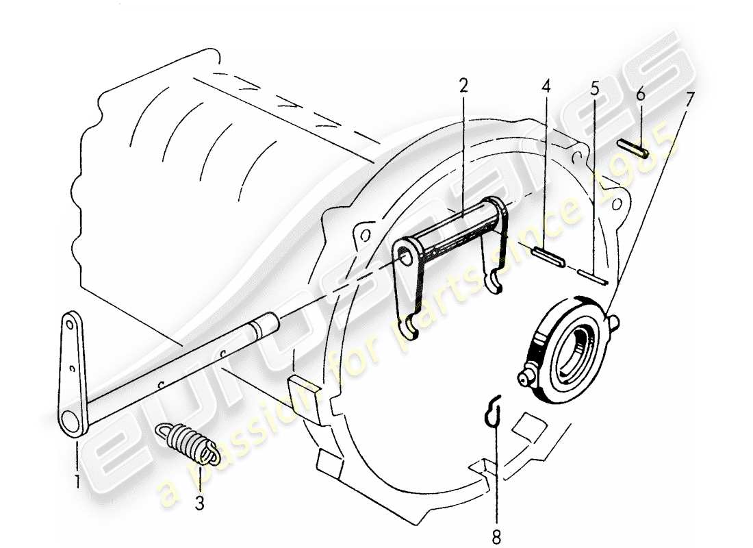 porsche 1955 (356/356a) clutch release - g 25 001 >> part diagram