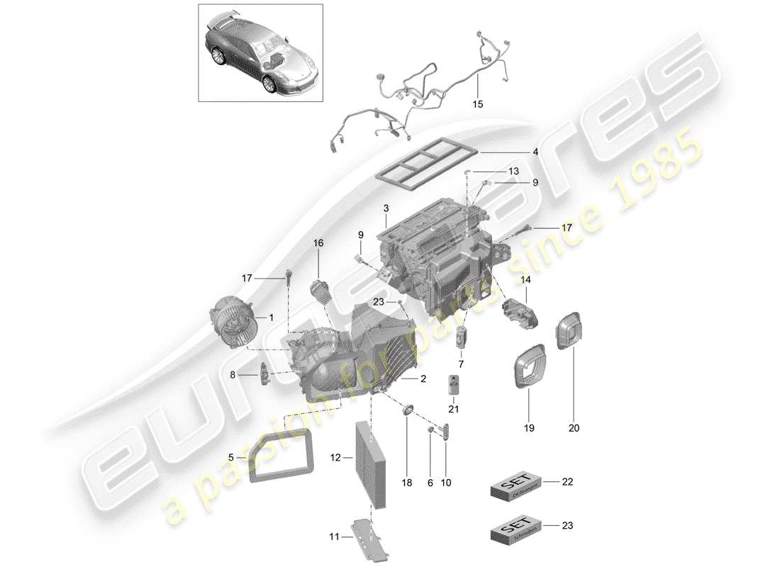 porsche 2016 (991-1 r/gt3/rs) air conditioner part diagram