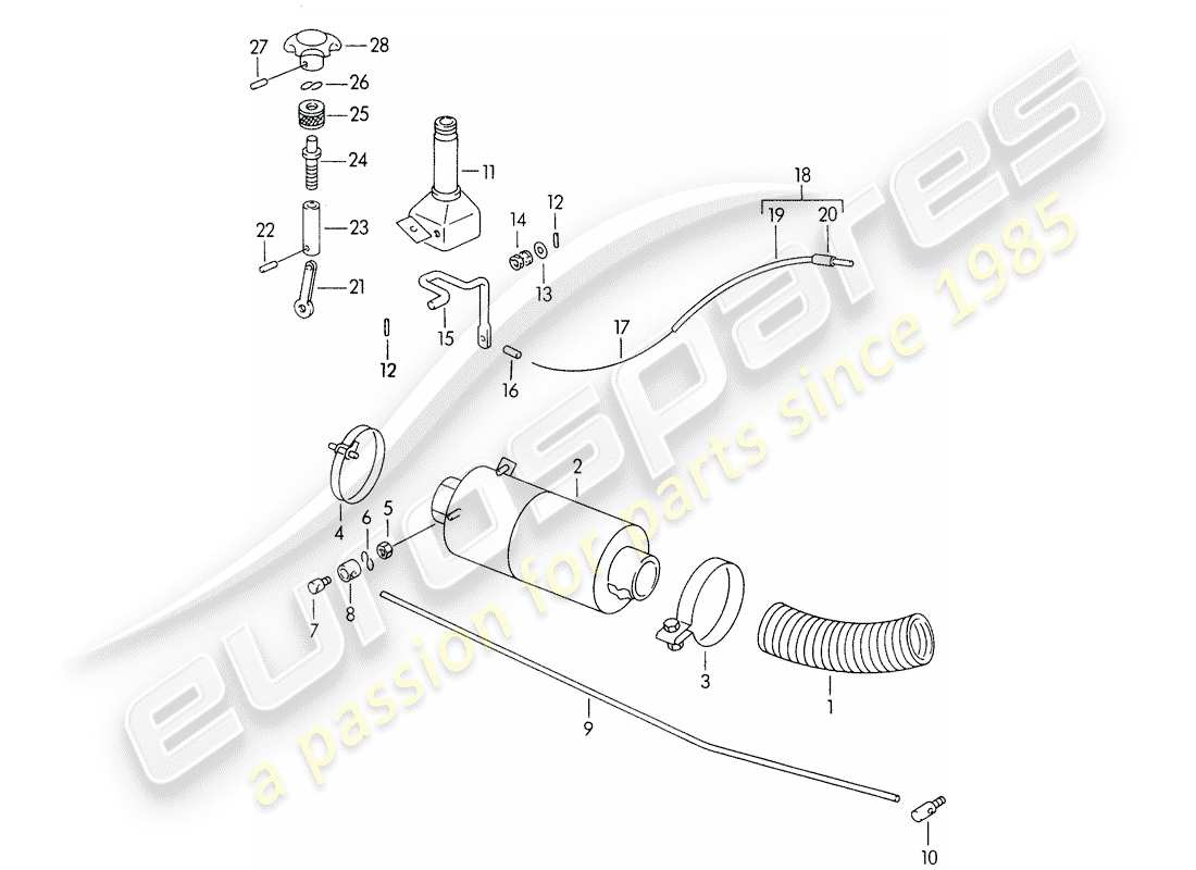 porsche 1957 (356/356a) heating air supply parts diagram