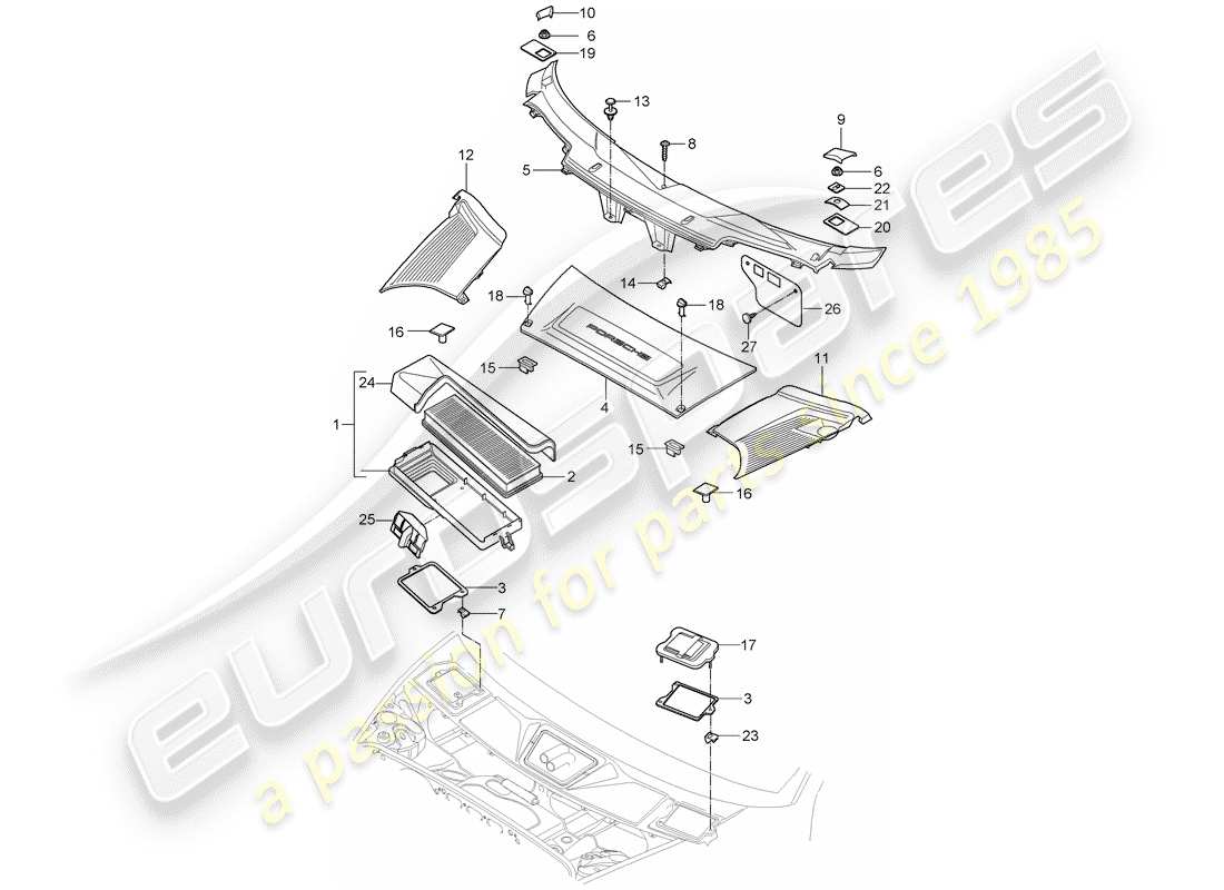 porsche 2007 (997-1) particulate filter part diagram