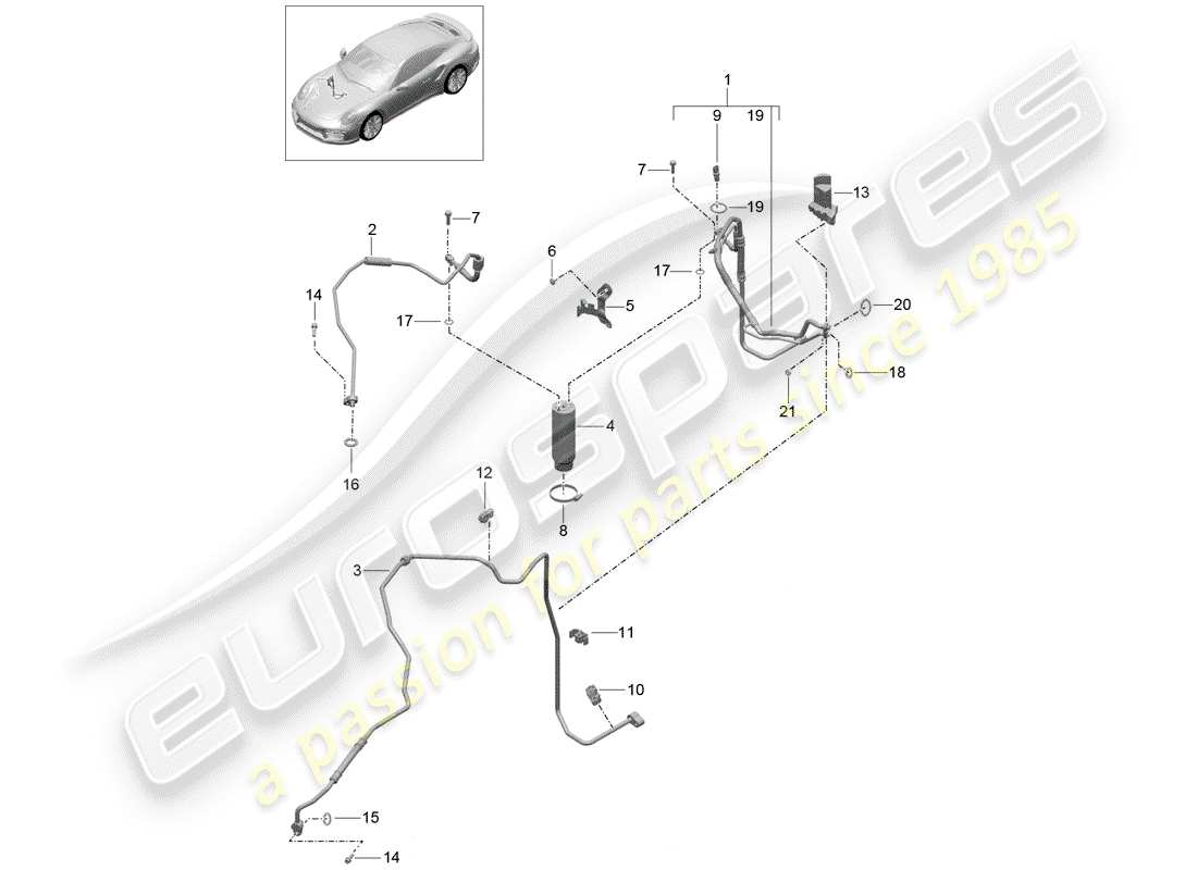 porsche 2020 (991-2 turbo) air conditioner part diagram