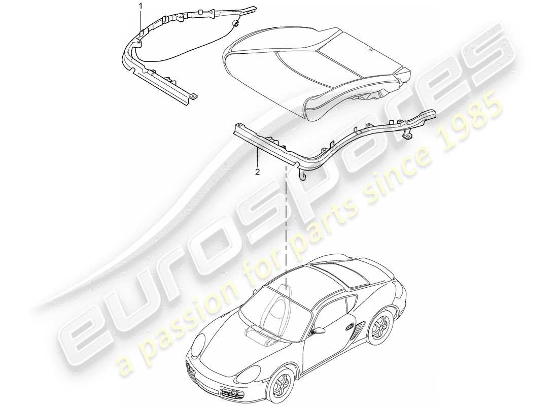porsche 2011 (987 cayman) cushion carrier part diagram