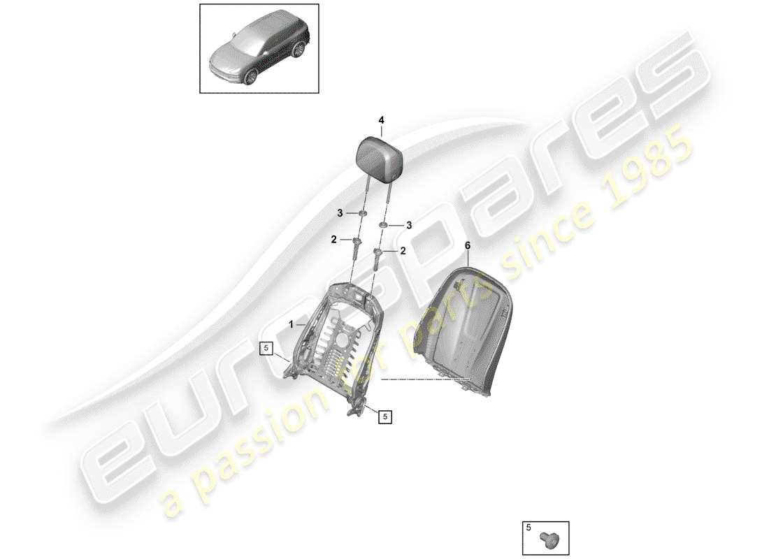 porsche 2019 (cayenne e3 9ya/9yb) frame - backrest part diagram