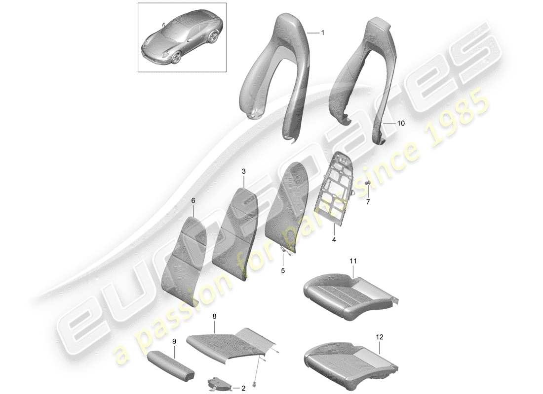 porsche 991 (2013) foam part part diagram