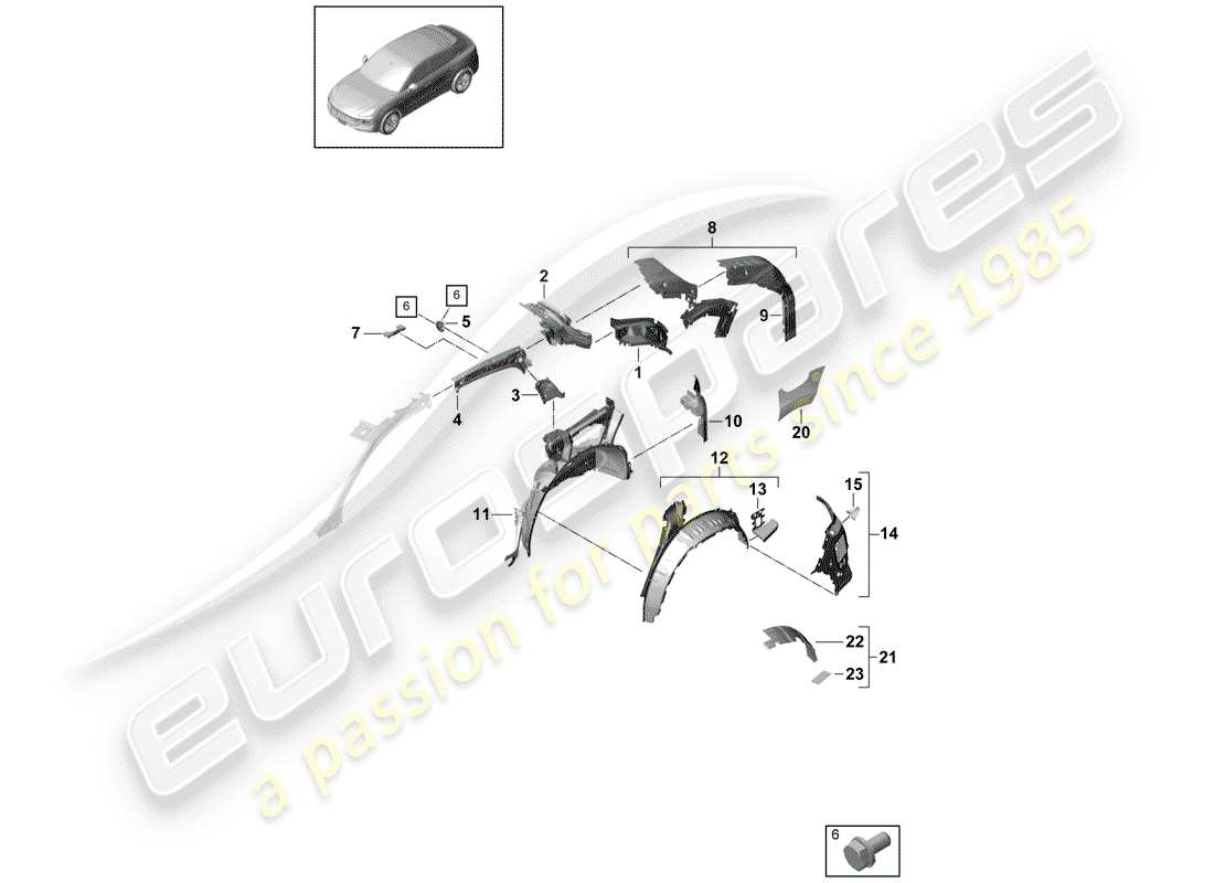 porsche 2018 (cayenne e3 9ya/9yb) side panel part diagram
