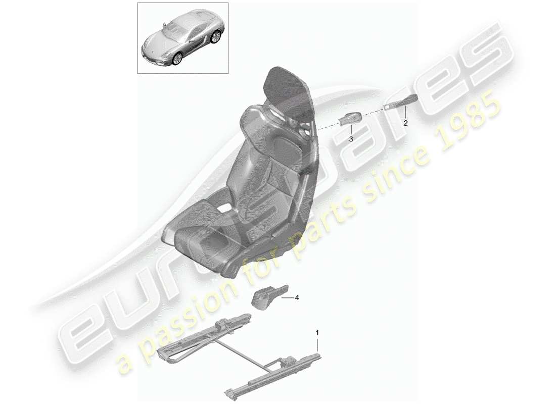 porsche 2014 (981 cayman) seat part diagram