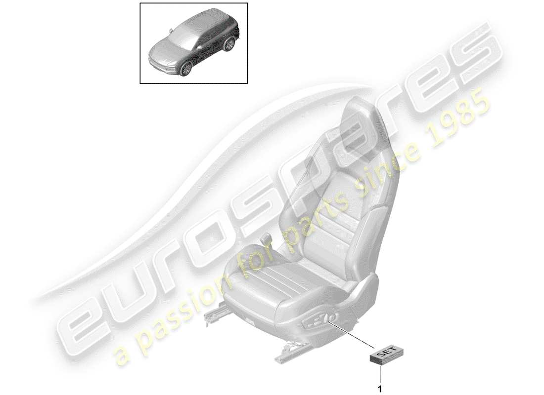 porsche 2018 (cayenne e3 9ya/9yb) repair kit for passenger seat part diagram
