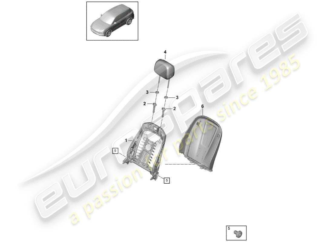 porsche cayenne e3 (2018) frame - backrest part diagram