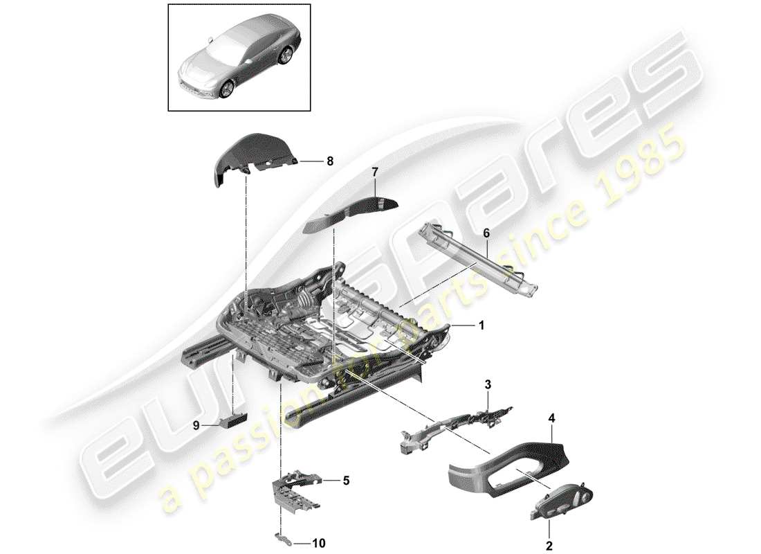 porsche 2019 (panamera 971-1) seat frame part diagram
