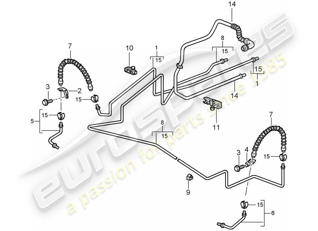 porsche 2007 (987 cayman) brake line part diagram